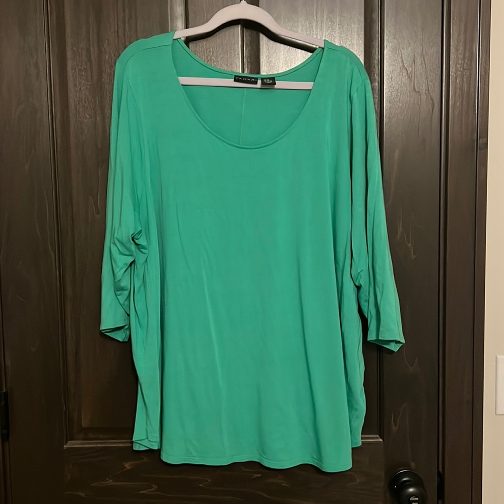 Women’s Plus Size Tahari 3/4 Length Sleeve Green Top Size 3X